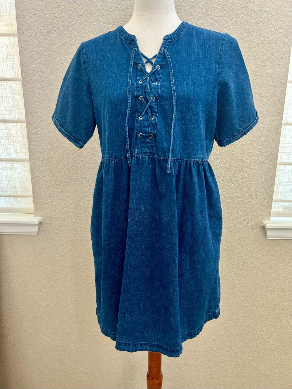 Old Navy Denim Lace-Up women’s Dress - Blue M